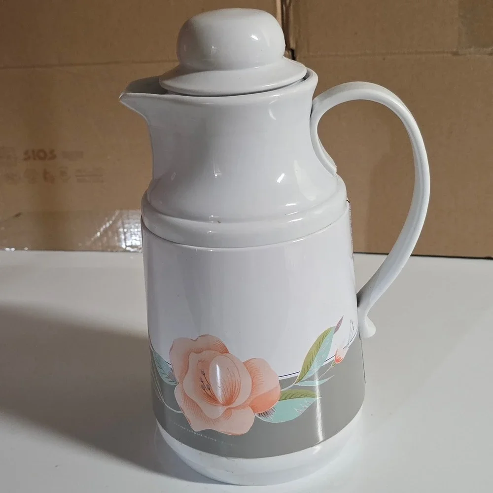Vintage 1.0L Hot & Cold‎ Insulated Pitcher Thermal Carafe Rose Floral w Box
